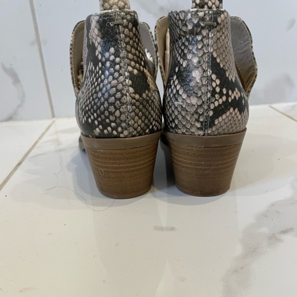Universal Thread | Neutral Colour Snake Print Booties With Small Wedge Heel - Picture 6 of 16